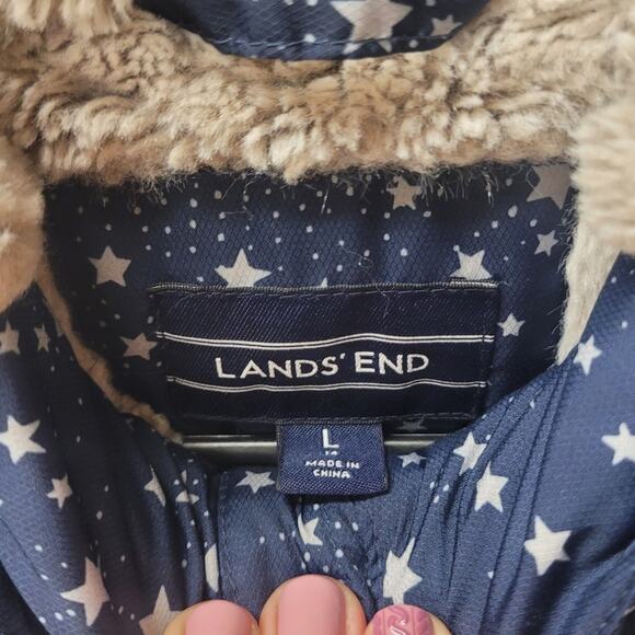 Lands End Jacket Girl's Puffer Jacket Star Print Youth XL - Picture 3 of 8